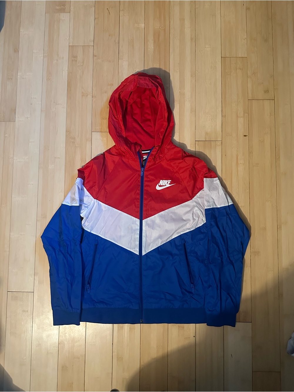 Nike Red White Blue Men's Hooded Windbreaker Jacket